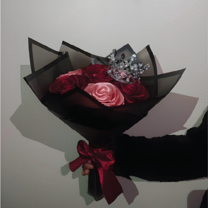 Satin Ribbon Flowers | Artificial flowers | Eternal Rose Bouquet | Wine Red & Pink Rose Bouquet