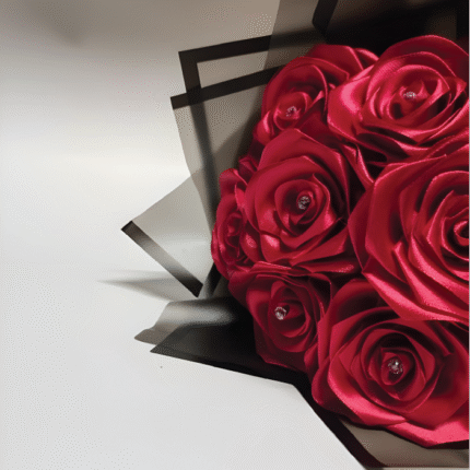 Satin Ribbon Flowers | Artificial flowers | Eternal Rose Bouquet | Wine Red Rose Bouquet