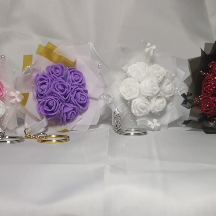 Mini Bouquet Keychain | Rose Flower Keyring | Handmade Keychain Gift | Cute Bag Charm | Bridesmaid Favor | Friendship Gift - Image 3