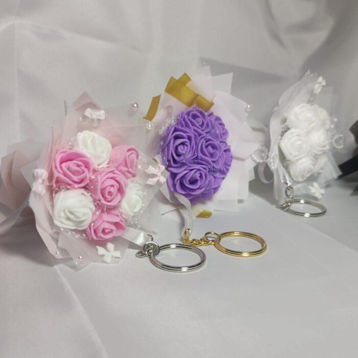 Mini Bouquet Keychain | Rose Flower Keyring | Handmade Keychain Gift | Cute Bag Charm | Bridesmaid Favor | Friendship Gift - Image 2