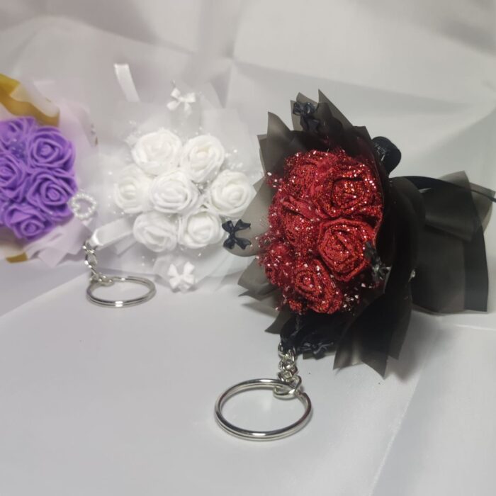 Mini Bouquet Keychain | Rose Flower Keyring | Handmade Keychain Gift | Cute Bag Charm | Bridesmaid Favor | Friendship Gift - Image 1